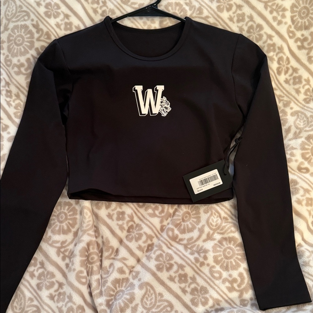 Darc Sport Black Long Sleeve Crop Top with Logo